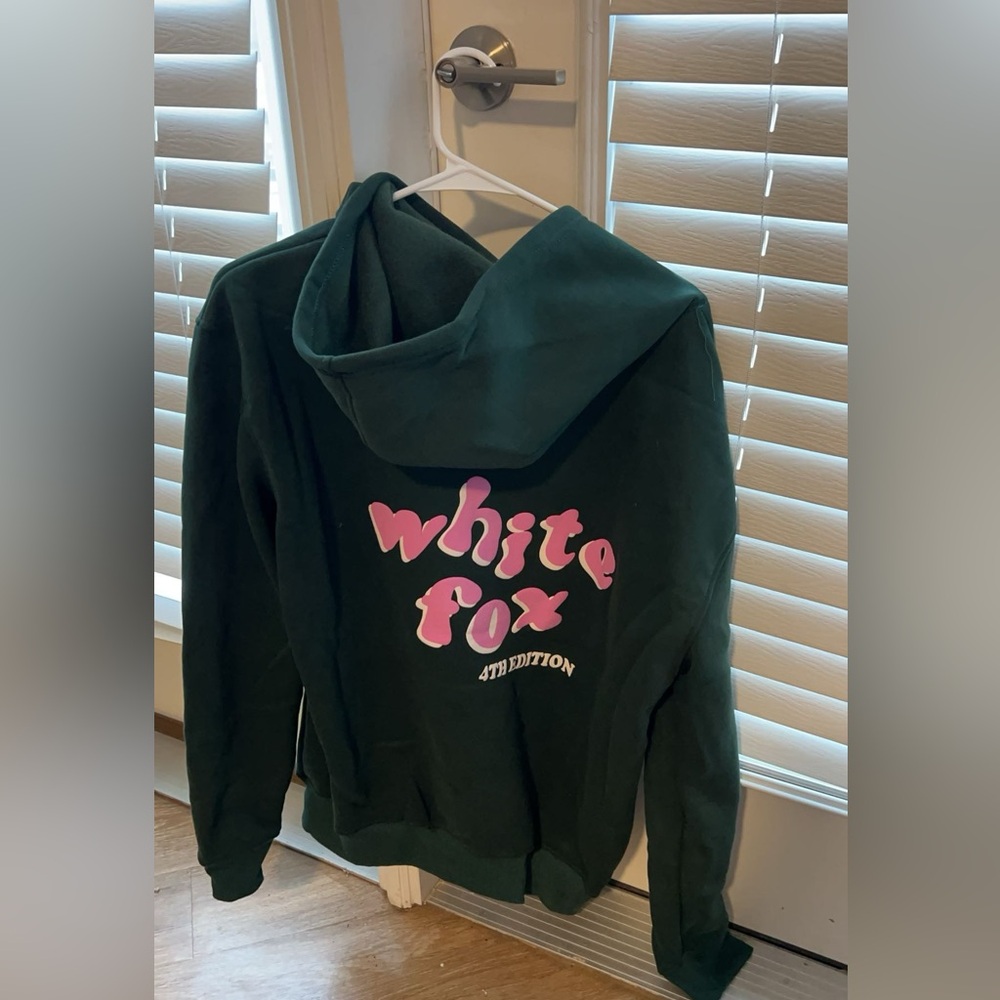 Forest green white fox hoodie
